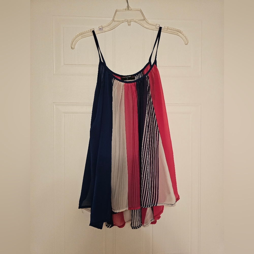 Pink blue flowy sleeveless top